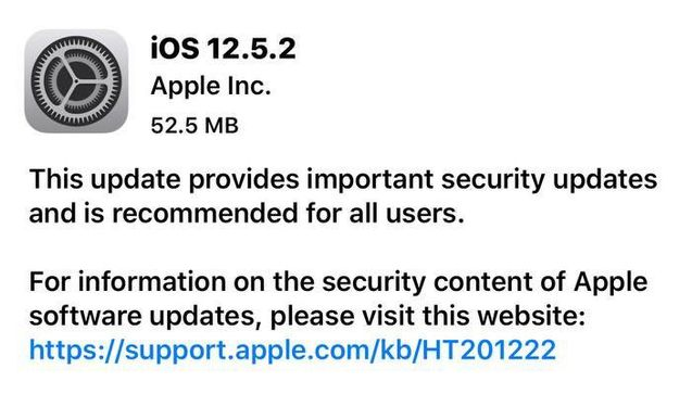 黄冈苹果手机维修分享iOS12.5.2发布，建议所有老苹果用户安装 